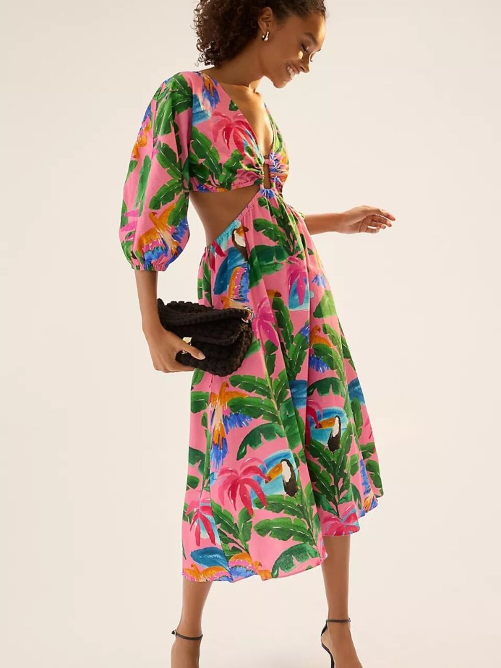 Farm Rio x Anthropologie Printed V-Neck Cutout Dress - Picture 1 of 10